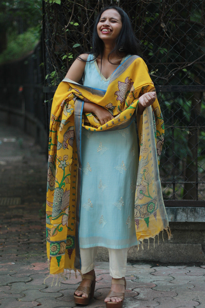 Leela | Cotton Silk Pen Kalamkari Dupatta