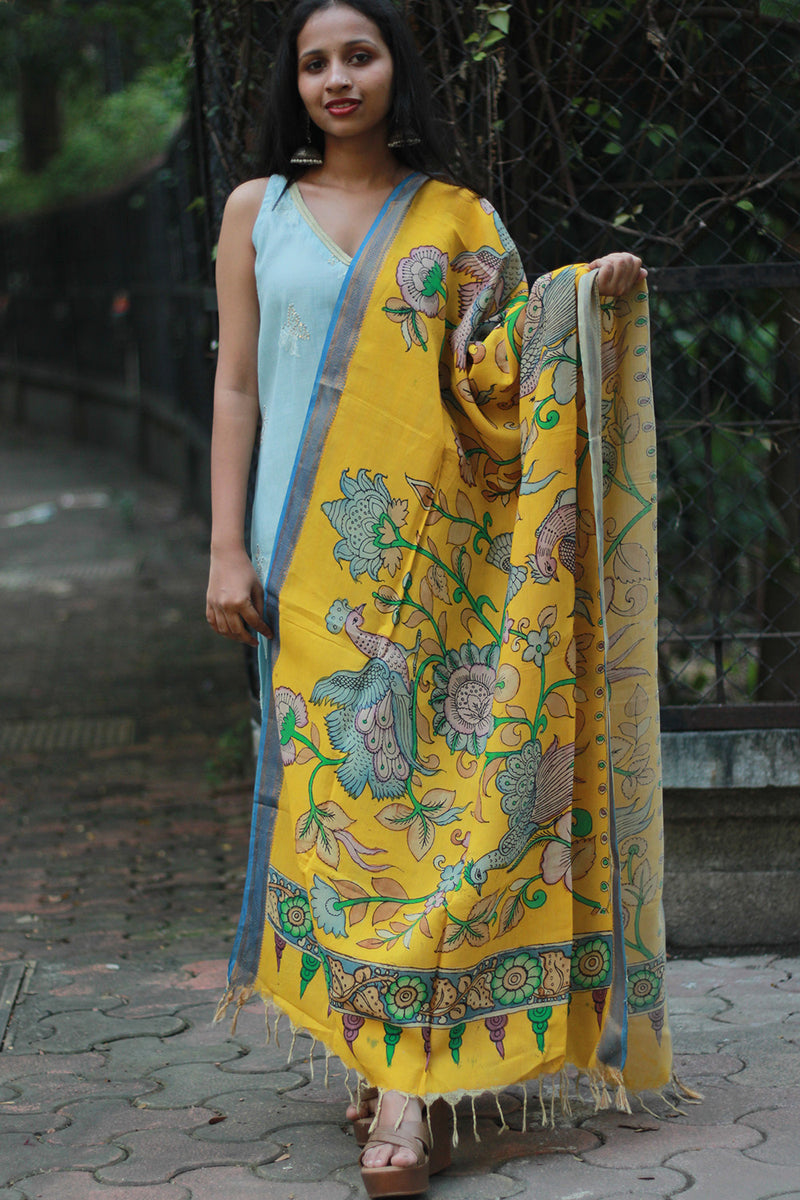 Leela | Cotton Silk Pen Kalamkari Dupatta