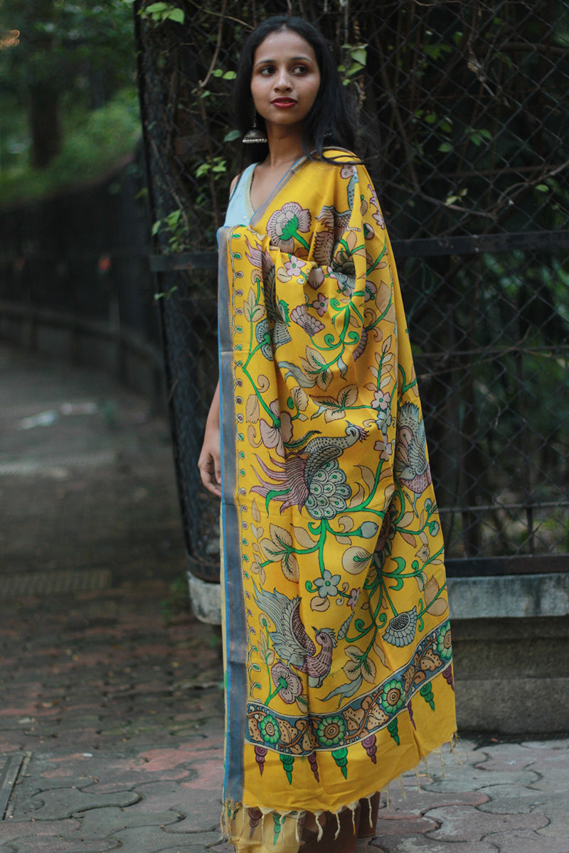 Leela | Cotton Silk Pen Kalamkari Dupatta