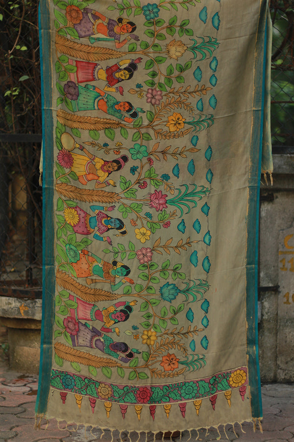 Leela | Cotton Silk Pen Kalamkari Dupatta