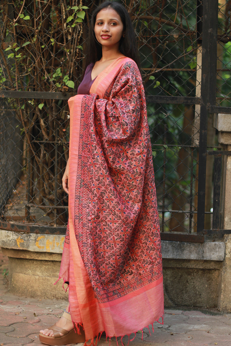Madhubani Cotton‑Silk Dupatta
