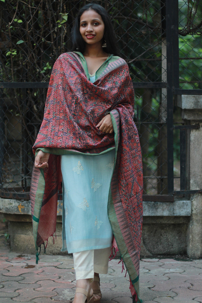 Sleeveless Chanderi Cotton Silk Kurta | Blue