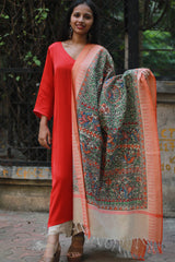 Madhubani Cotton‑Silk Dupatta