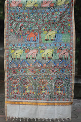 Madhubani Cotton‑Silk Dupatta