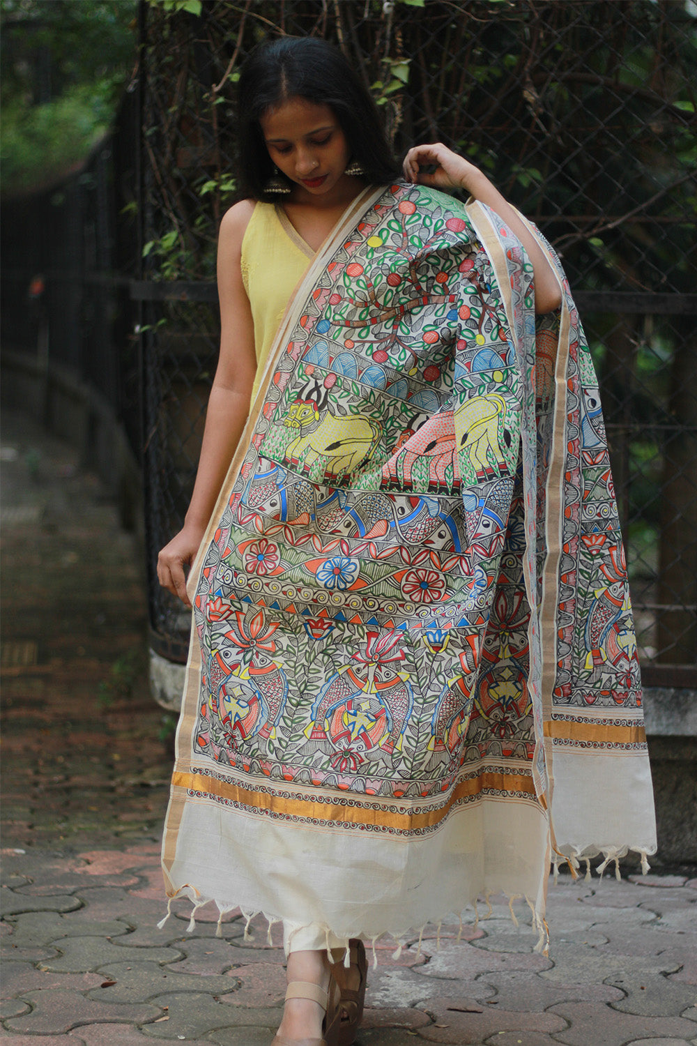 Sleeveless Chanderi Cotton Silk Kurta | Yellow