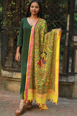 Madhubani Cotton‑Silk Dupatta