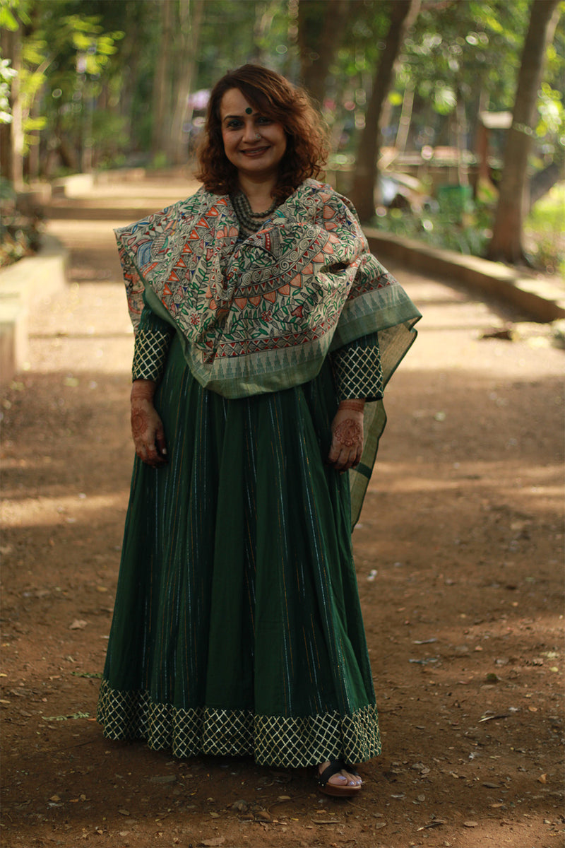 Madhubani Cotton‑Silk Dupatta