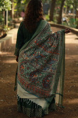 Madhubani Cotton‑Silk Dupatta