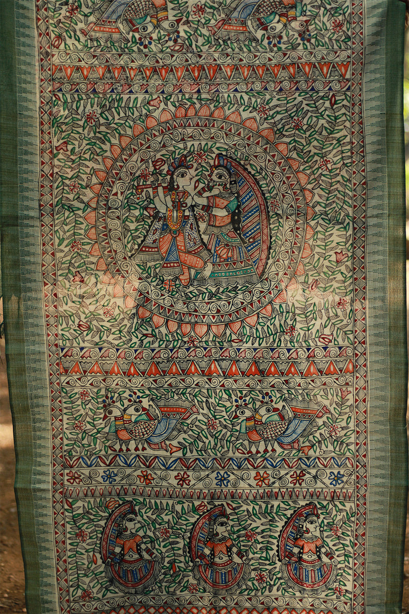 Madhubani Cotton‑Silk Dupatta