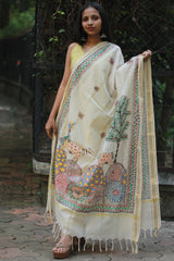 Madhubani Cotton‑Silk Dupatta