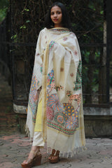 Madhubani Cotton‑Silk Dupatta
