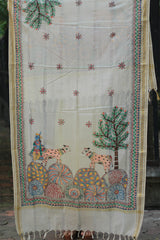 Madhubani Cotton‑Silk Dupatta