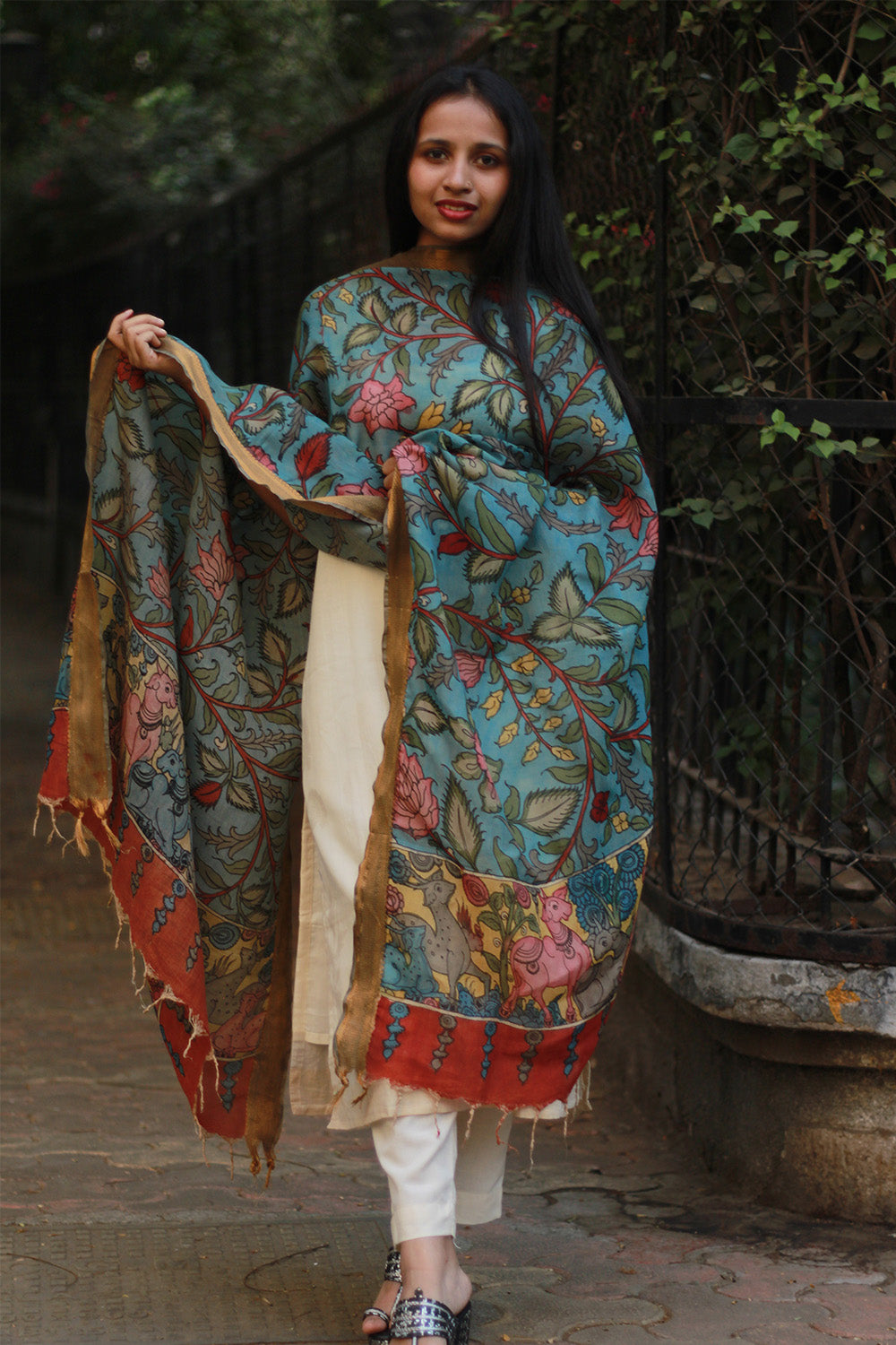 Leela | Cotton Silk Pen Kalamkari Dupatta