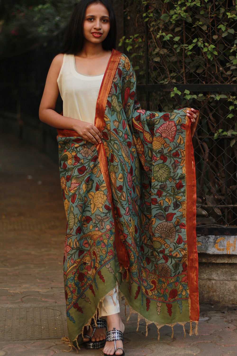 Leela | Cotton Silk Pen Kalamkari Dupatta