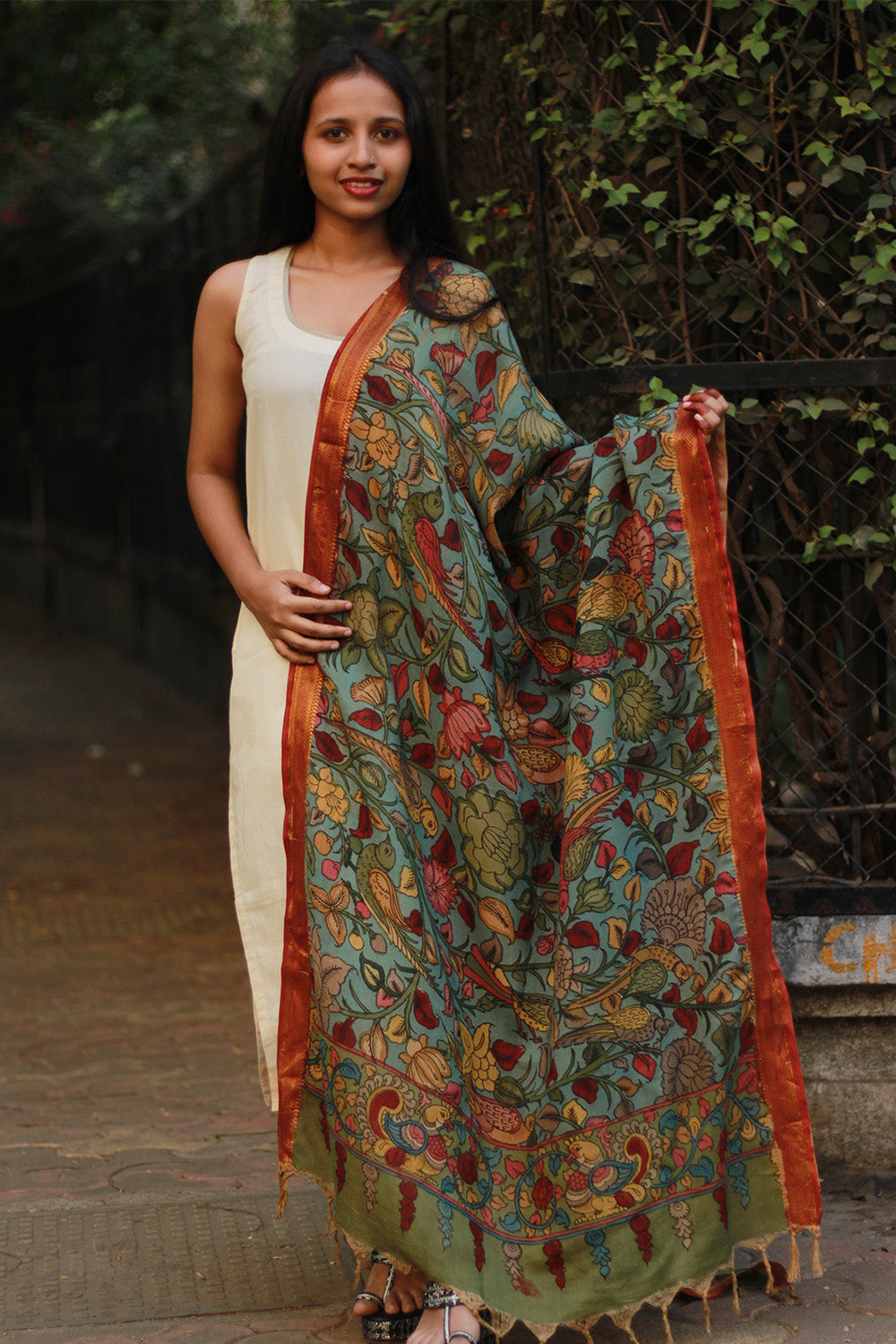 Leela | Cotton Silk Pen Kalamkari Dupatta