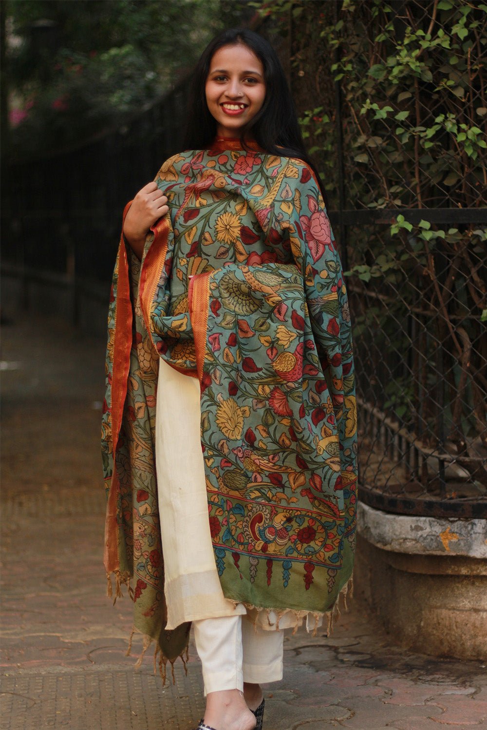 Leela | Cotton Silk Pen Kalamkari Dupatta