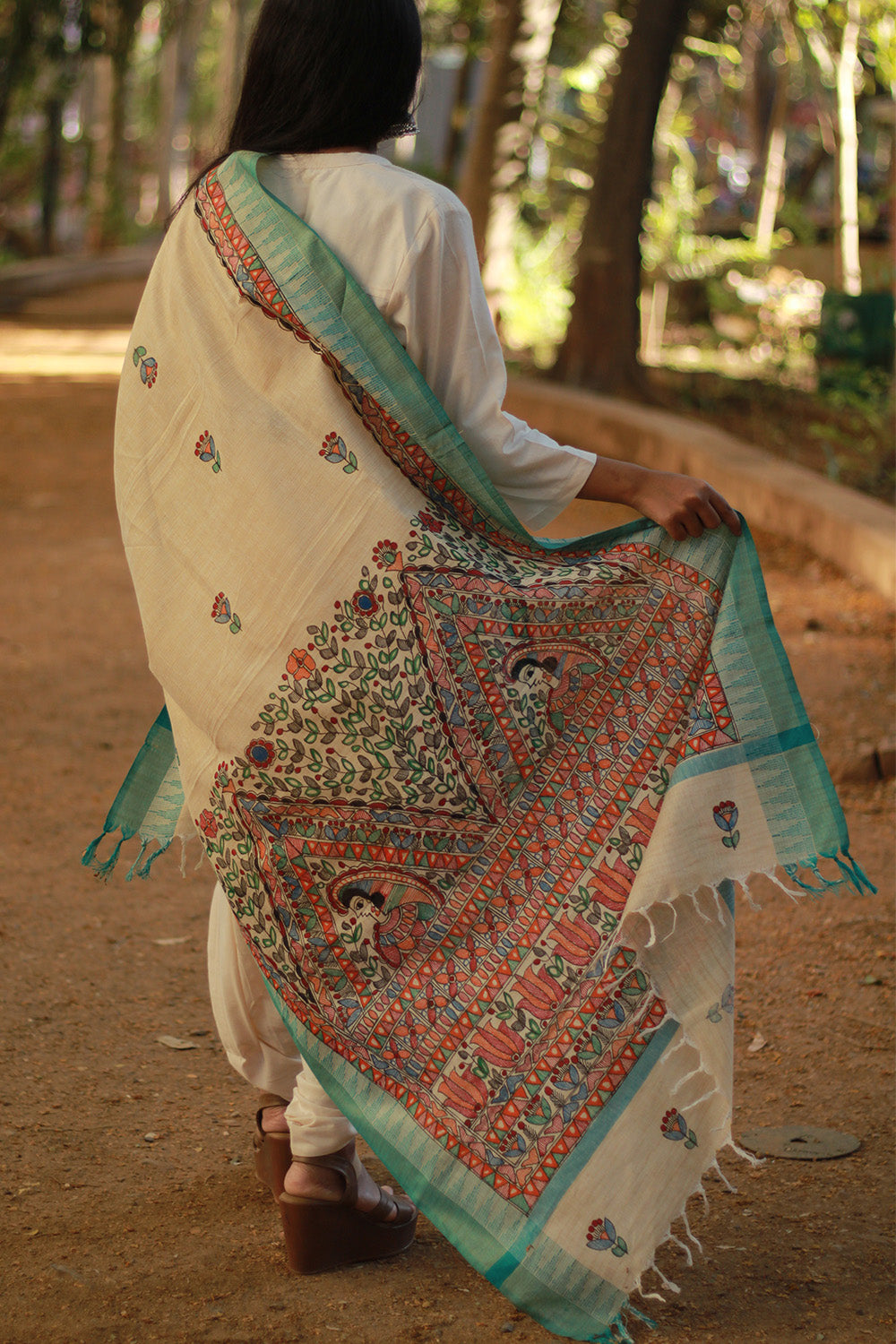 Madhubani Cotton‑Silk Dupatta