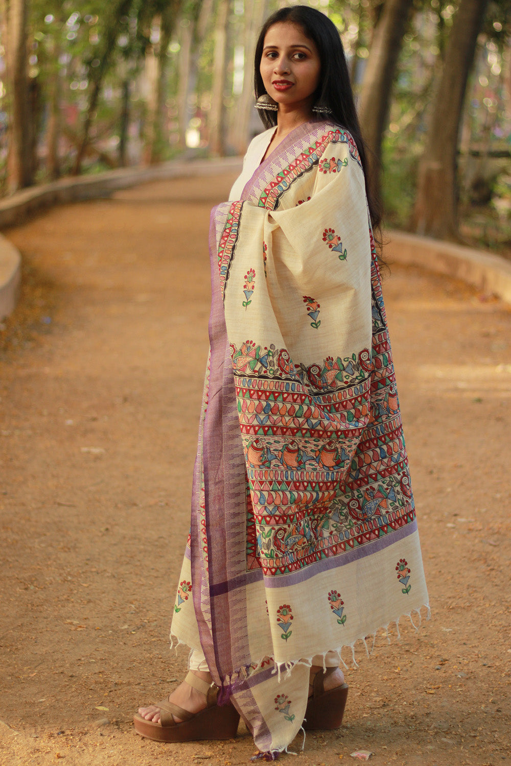 Madhubani Cotton‑Silk Dupatta