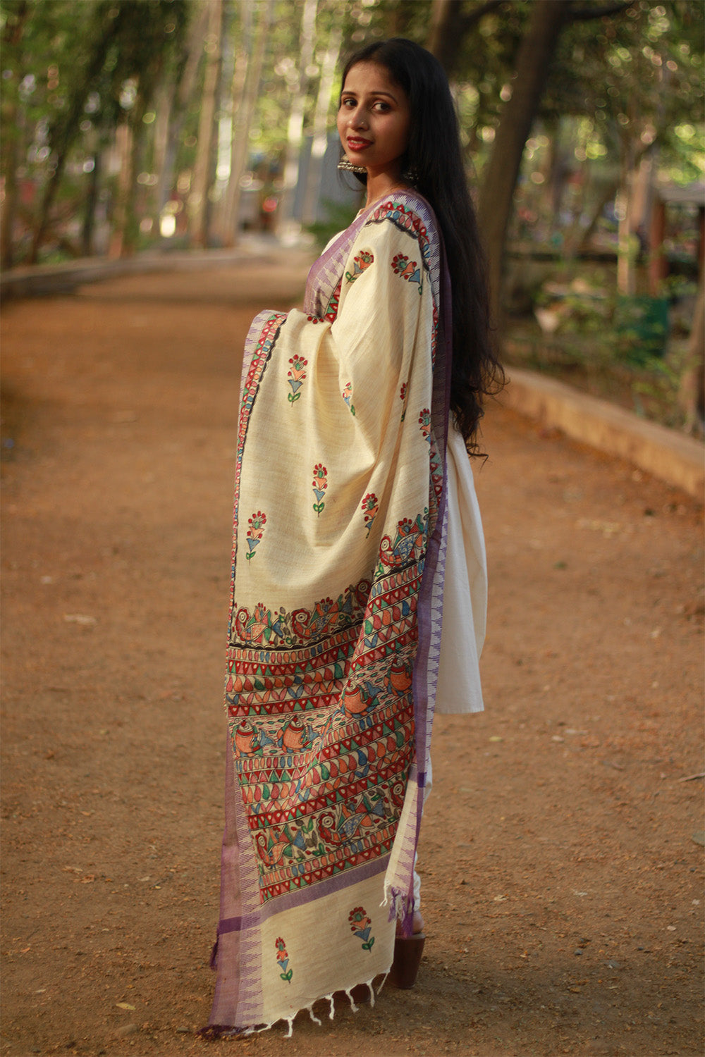 Madhubani Cotton‑Silk Dupatta