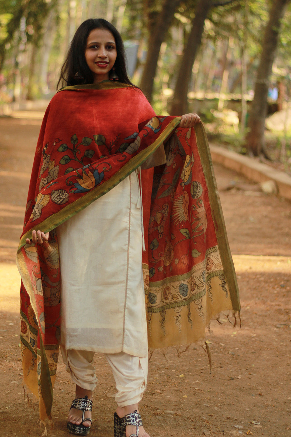 Leela | Cotton Silk Pen Kalamkari Dupatta