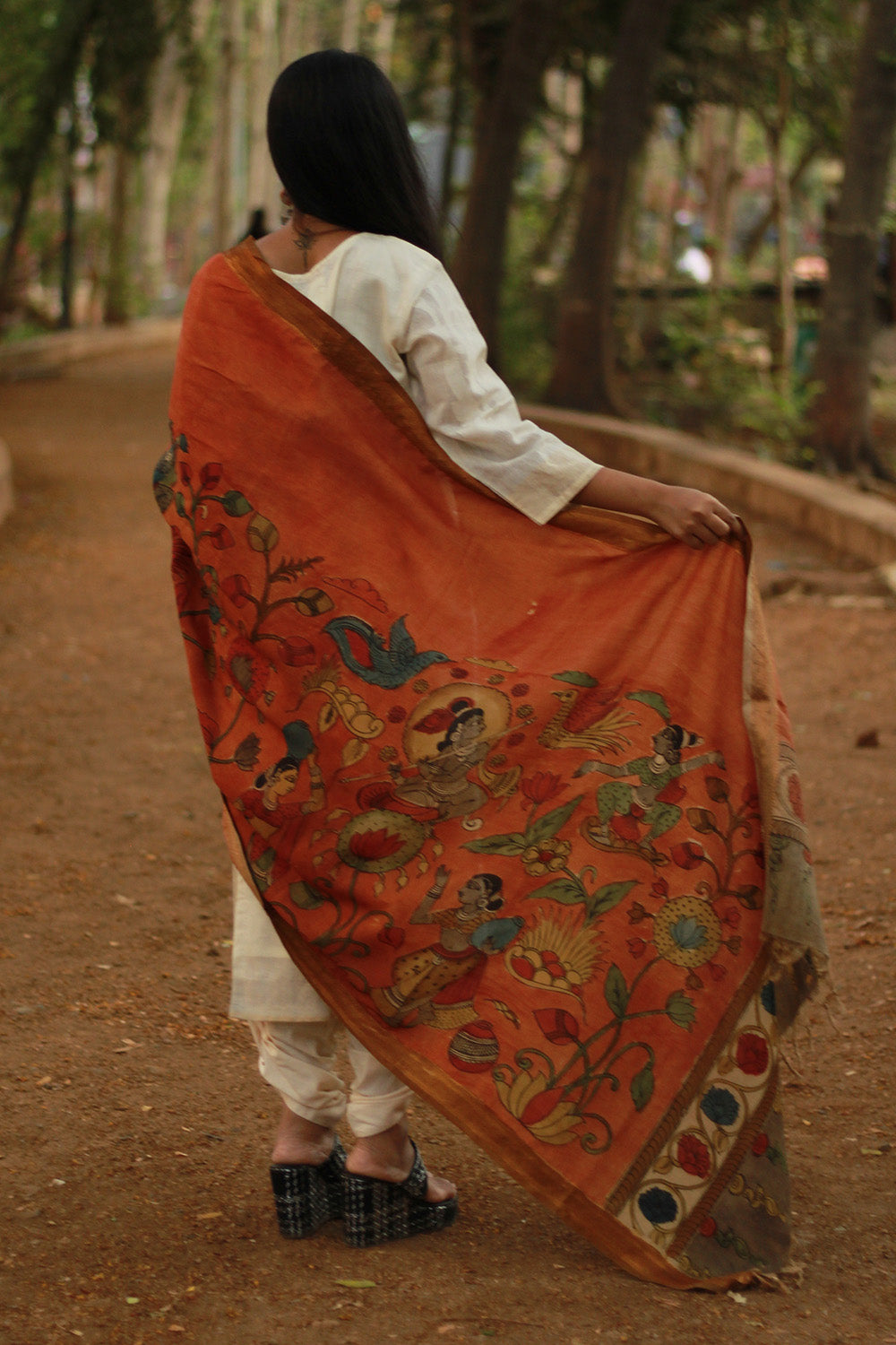 Leela | Cotton Silk Pen Kalamkari Dupatta