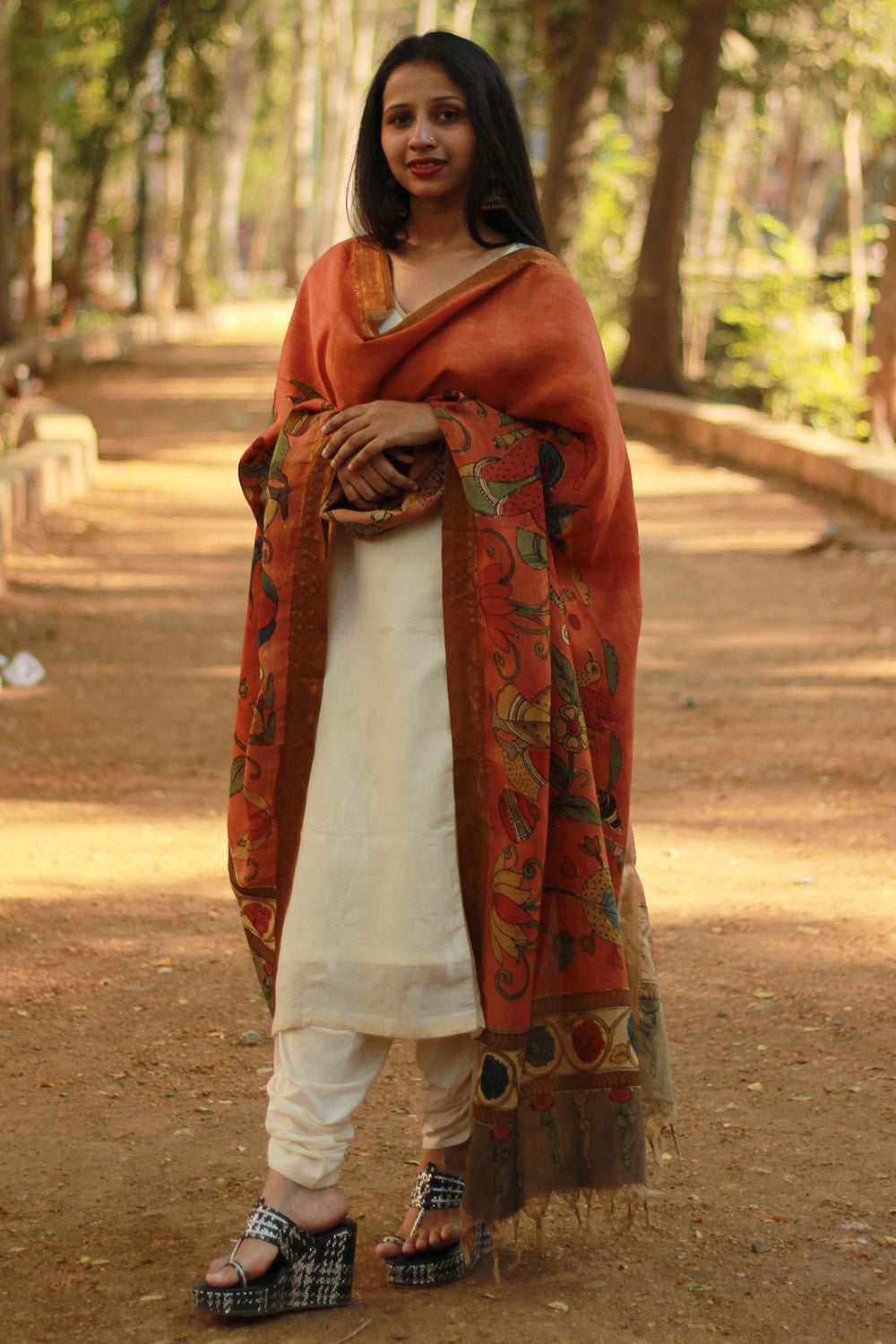 Leela | Cotton Silk Pen Kalamkari Dupatta
