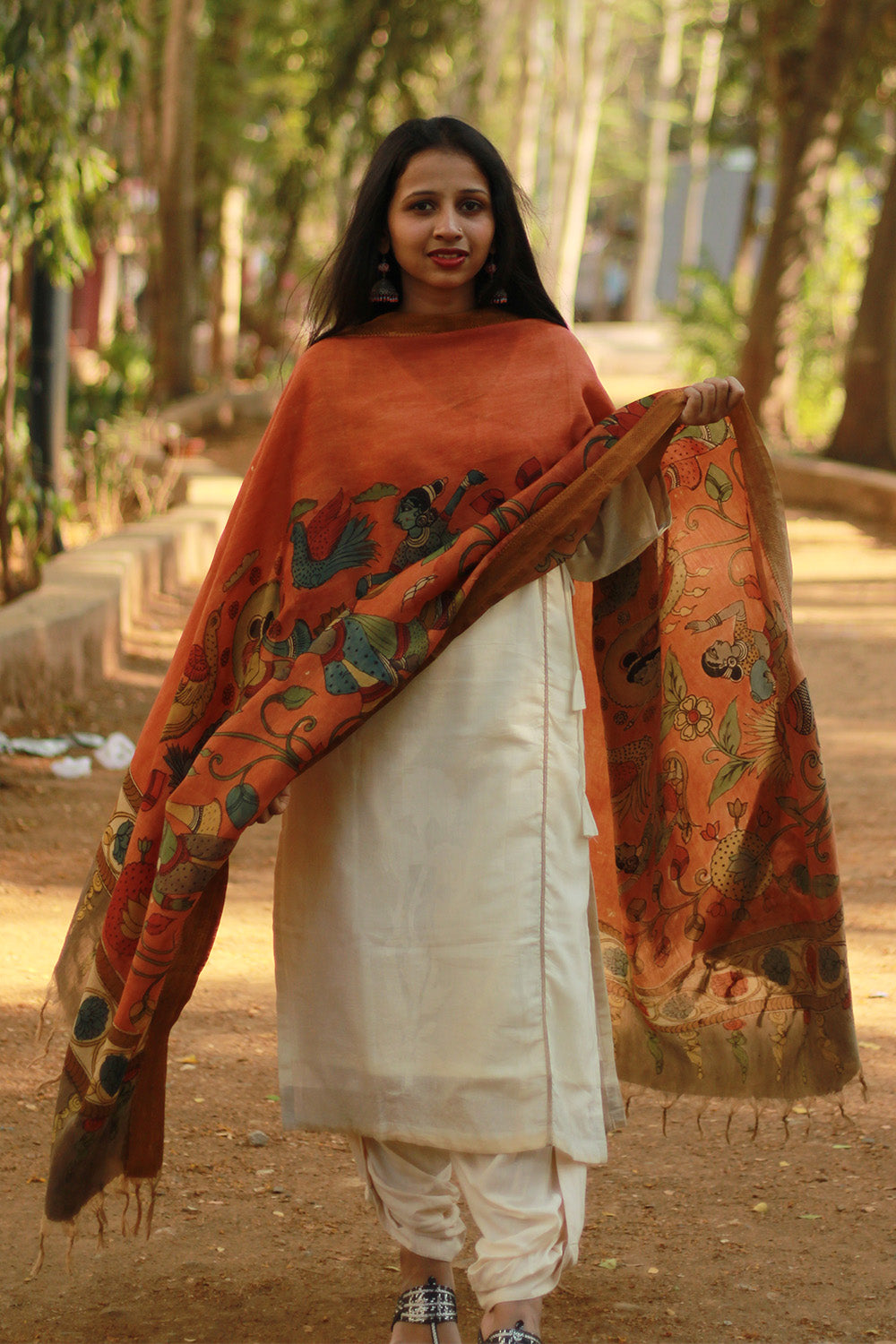 Leela | Cotton Silk Pen Kalamkari Dupatta