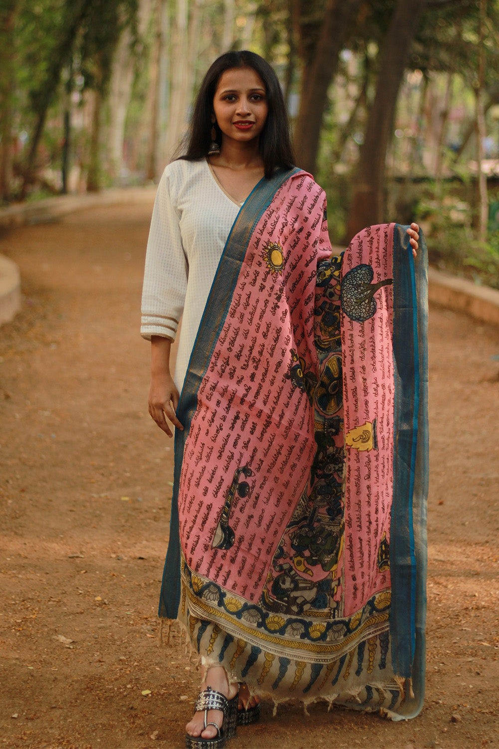 Leela | Cotton Silk Pen Kalamkari Dupatta