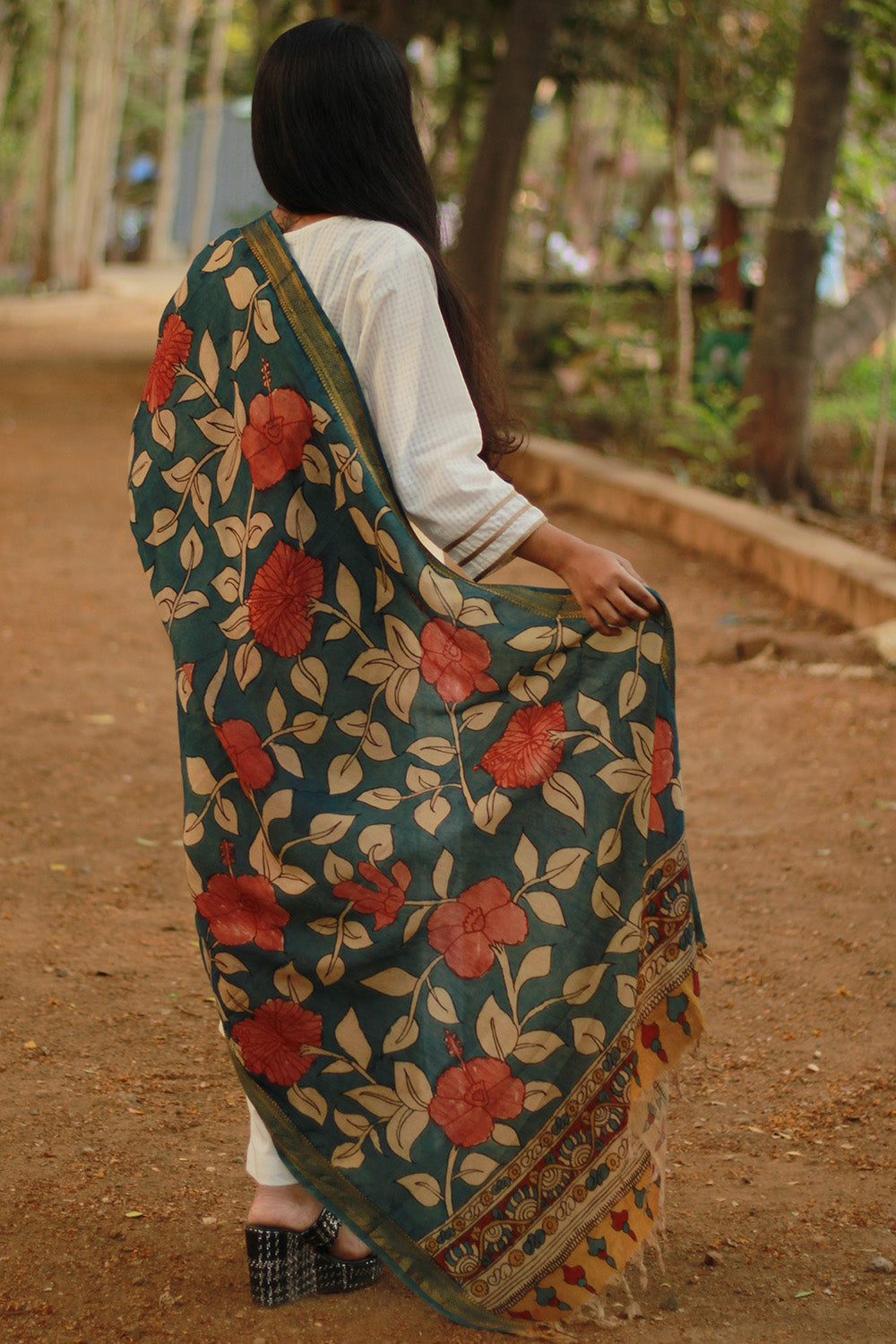 Leela | Cotton Silk Pen Kalamkari Dupatta