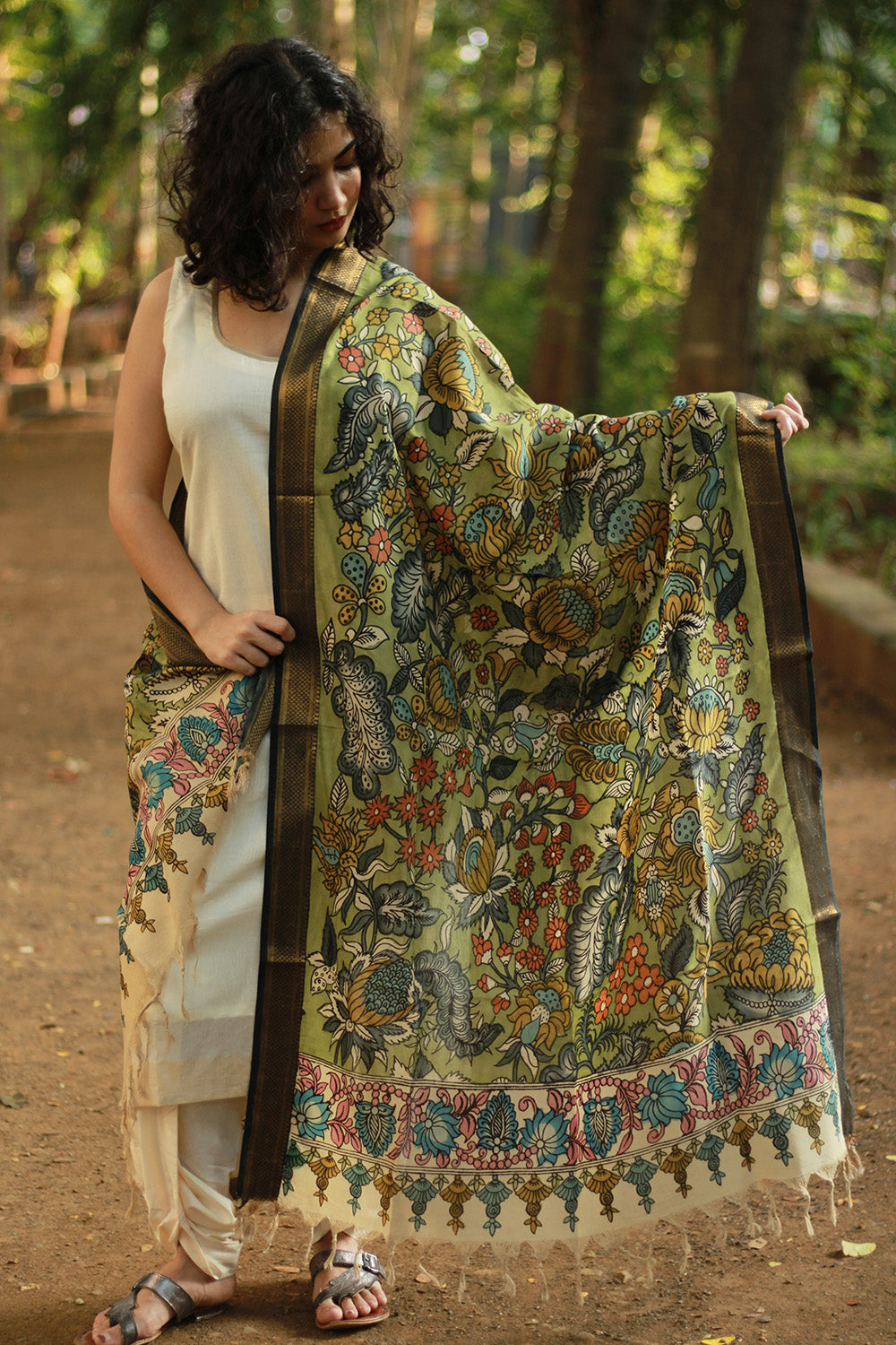 Leela | Cotton Silk Pen Kalamkari Dupatta