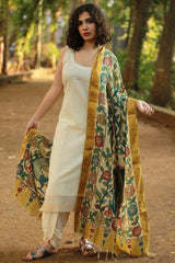 Leela | Cotton Silk Pen Kalamkari Dupatta