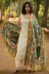 Leela | Cotton Silk Pen Kalamkari Dupatta