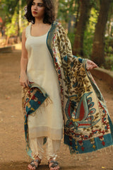 Leela | Cotton Silk Pen Kalamkari Dupatta