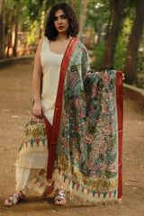 Leela | Cotton Silk Pen Kalamkari Dupatta