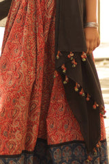 Mul Dupatta with Chindi Tassles- Black