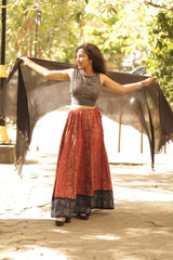 Mul Dupatta with Chindi Tassles- Black