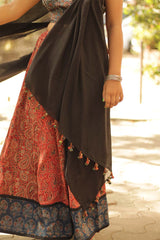 Mul Dupatta with Chindi Tassles- Black