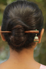 Anokhi | Small Jhumka Juda stick | Red, Green & Black
