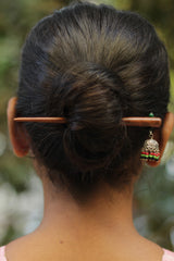 Anokhi | Small Jhumka Juda stick | Red, Green & Black