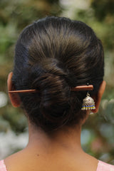 Anokhi | Small Jhumka Juda stick | Red, Yellow & White