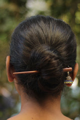Anokhi | Small Jhumka Juda stick | Powder Blue & Leaf Green