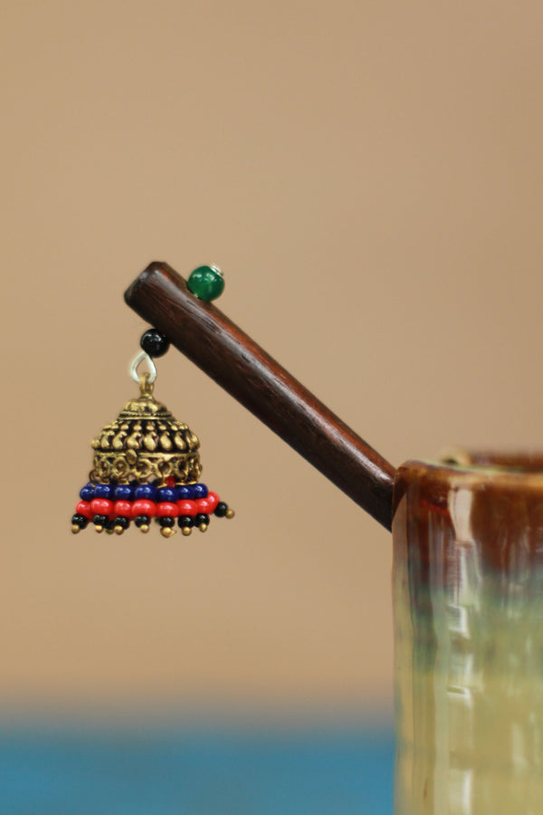 Anokhi | Small Jhumka Juda stick | Scarlet  & Noir