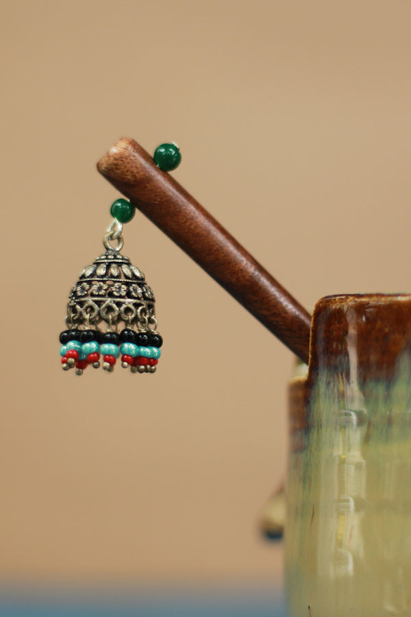 Anokhi | Small Jhumka Juda stick | Blue & Rust