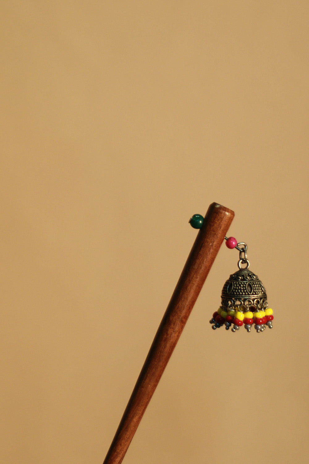 Anokhi | Small Jhumka Juda stick | Rust & Yellow