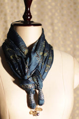 Scarf with Magnets | Conifers Indigo Ajrakh