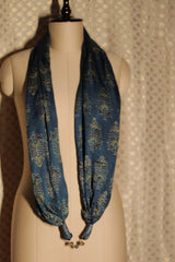 Scarf with Magnets | Conifers Indigo Ajrakh