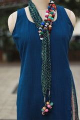 Rangat | Necklace Scarf | Mul Ajrakh | Sea Green Chevron