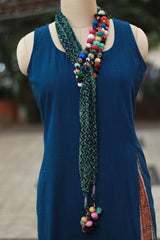 Rangat | Necklace Scarf | Mul Ajrakh | Sea Green Chevron