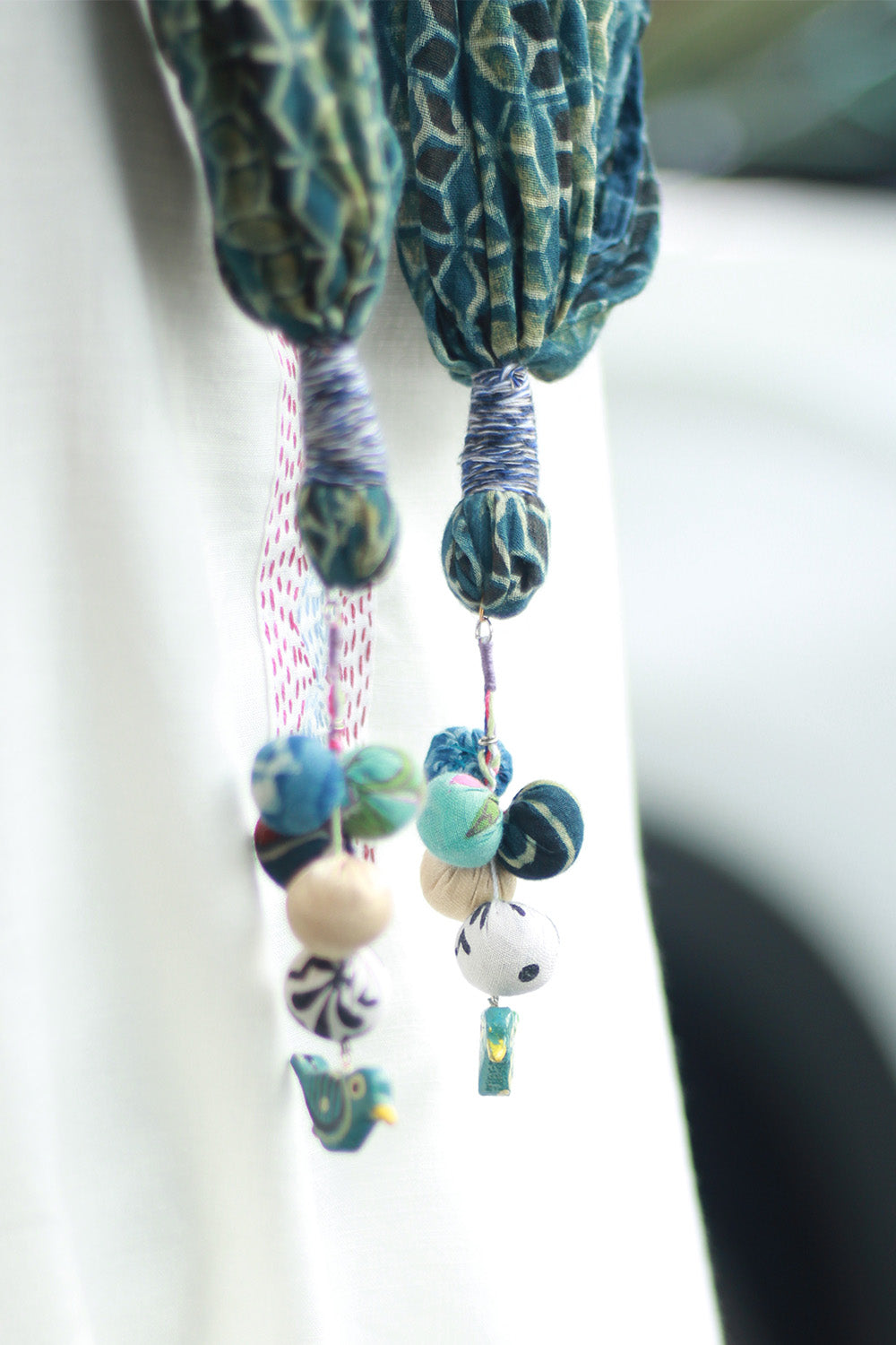 Phirki | Jewelled scarf | Mul Cotton | Sea Green Ajrakh