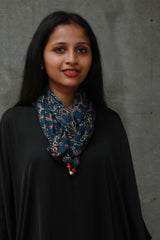 Scarf with Magnets | Blue Floral Ajrakh